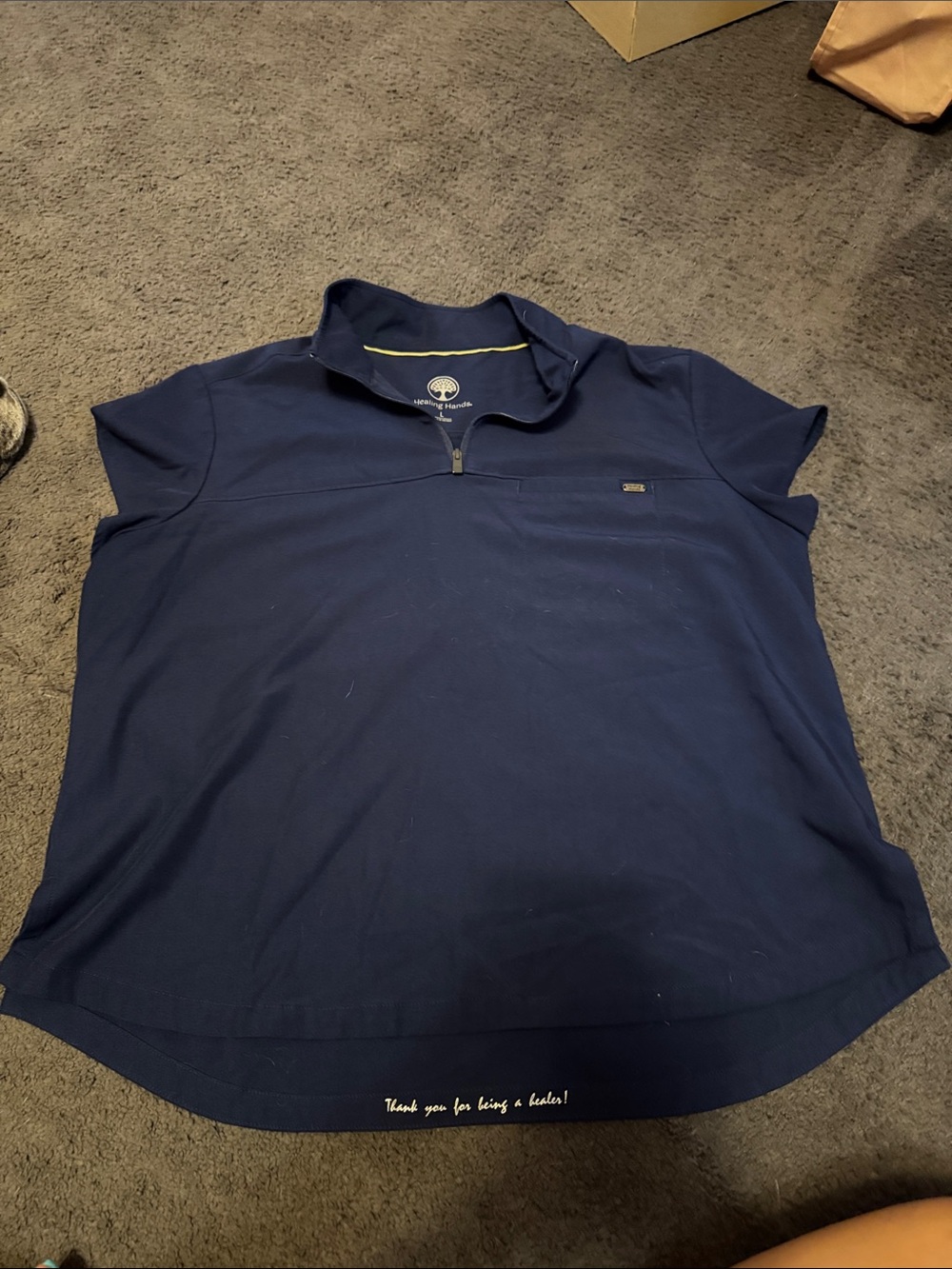 Healing Hands Navy Blue Scrub Top